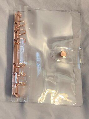 A6 CLEAR ROSE GOLD 6 RING BINDER WITH SNAP CLOSURE
